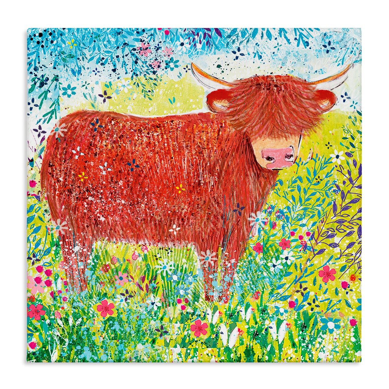 Stupell Industries Highland Cow Whimsical Dapples Canvas, design by Clare Tupper